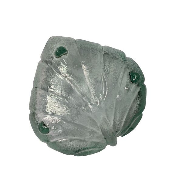 VTG MCM RETRO DEPRESSION GREEN LEAF FOOTED large GLASS BOWL DISH ART DECOR - Picture 3 of 5